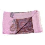 Silk Pashmina Stole / Scarf in Pink with Multicolor Border Size 70*30